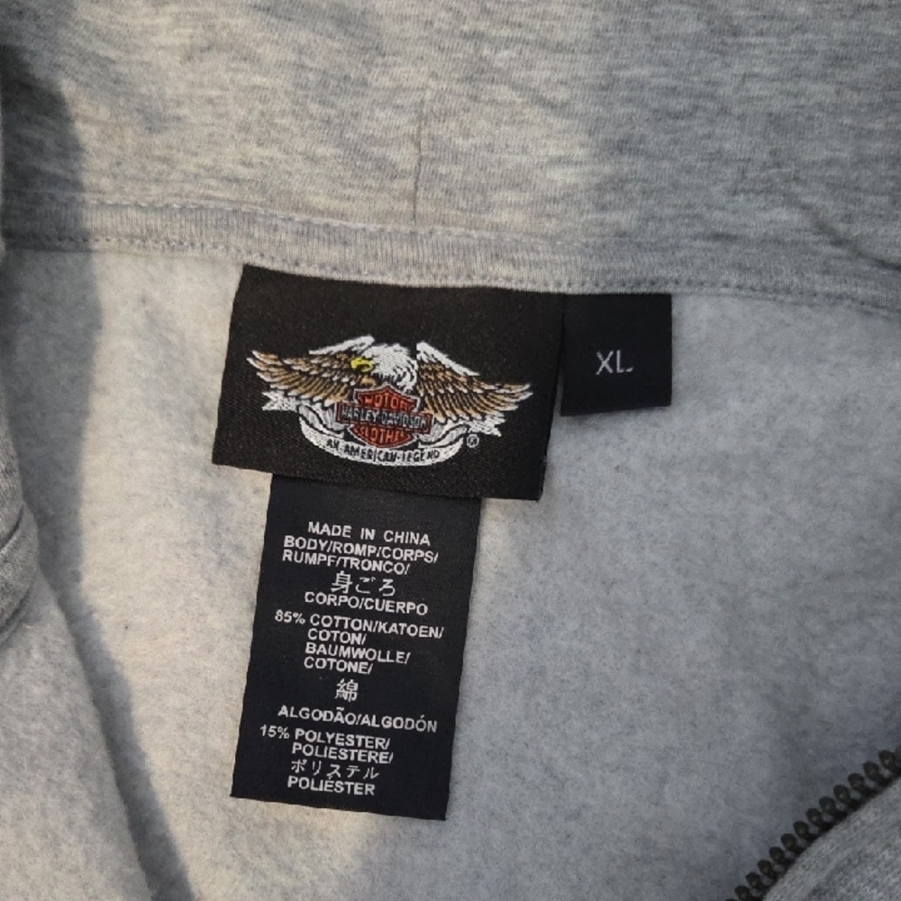 Harley-Davidson Gray Studded Script Zip Hoodie - image 2